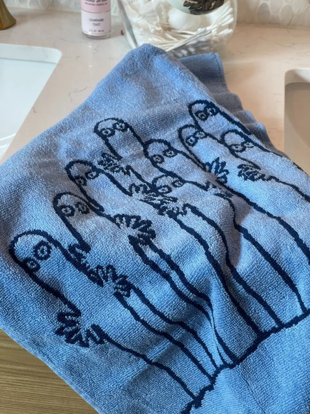 Moomin Arabia Weird Blue Creature Hand Towel – Oversized Reversible Wow Gift